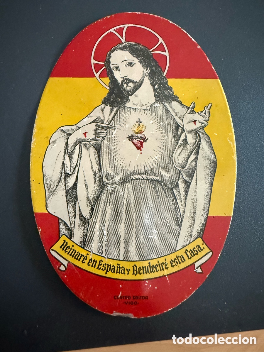 Antig&uuml;edades: Antigua Placa de Puerta. Lat&oacute;n. SAGRADO CORAZ&Oacute;N DE JEUS