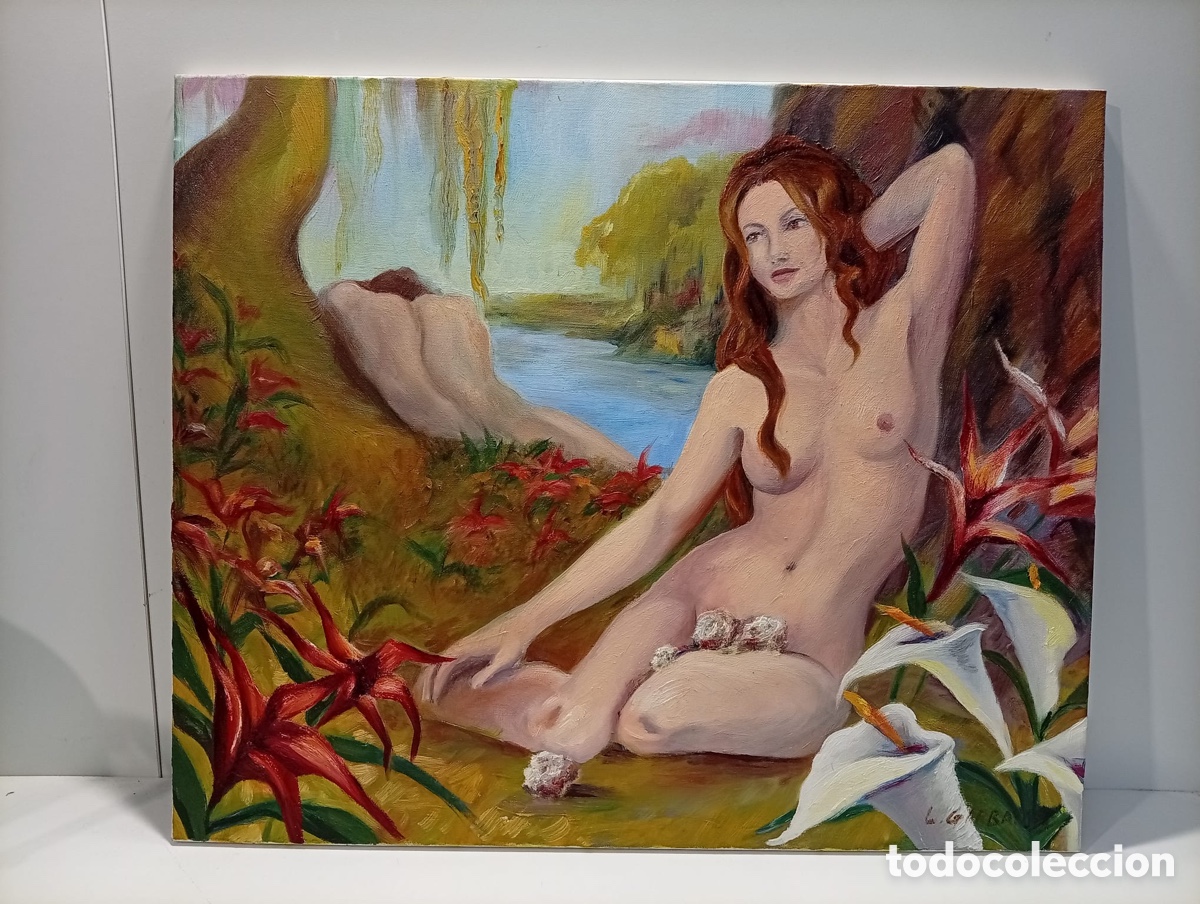 Antig&uuml;edades: CUADRO &Oacute;LEO SOBRE LIENZO &ldquo;AD&Aacute;N Y EVA&rdquo;