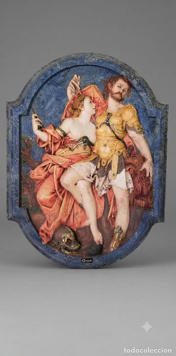 Antig&uuml;edades: RELIEVE EN POLVO DE ALABASTRO CON DECORACI&Oacute;N ESTILO BARROCO S.XX OREJUDO