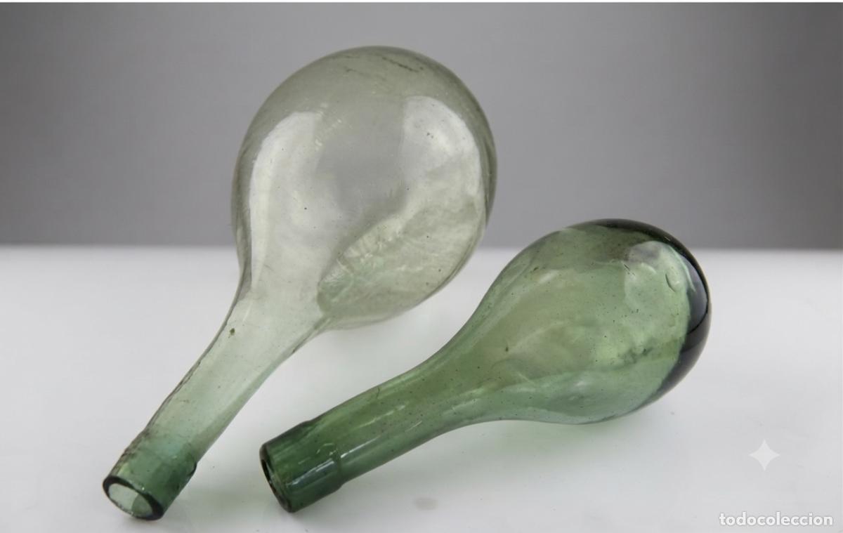 Antiguidades: PAREJA ANTIGUAS BOTELLAS TORPEDO VIDRIO SOPLADO VERDE