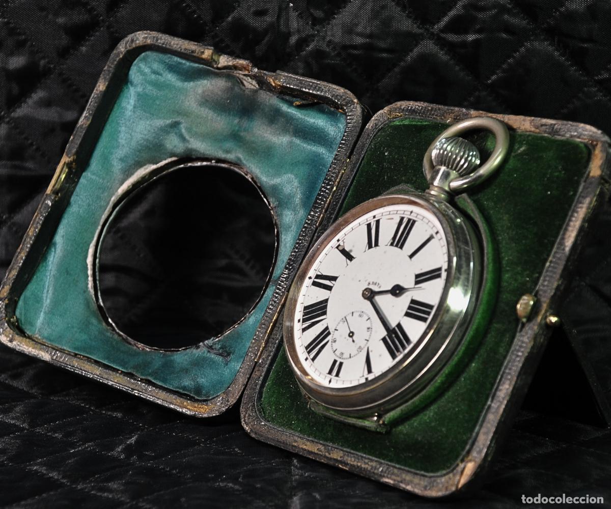 Antig&uuml;edades: RELOJ DE BOLSILLO GOLIATH EN RELOJERA PLATA