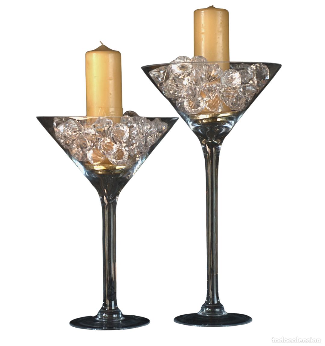 Antig&uuml;edades: Pareja de Copas de Martini Gigantes - Centros de Mesa de Cristal
