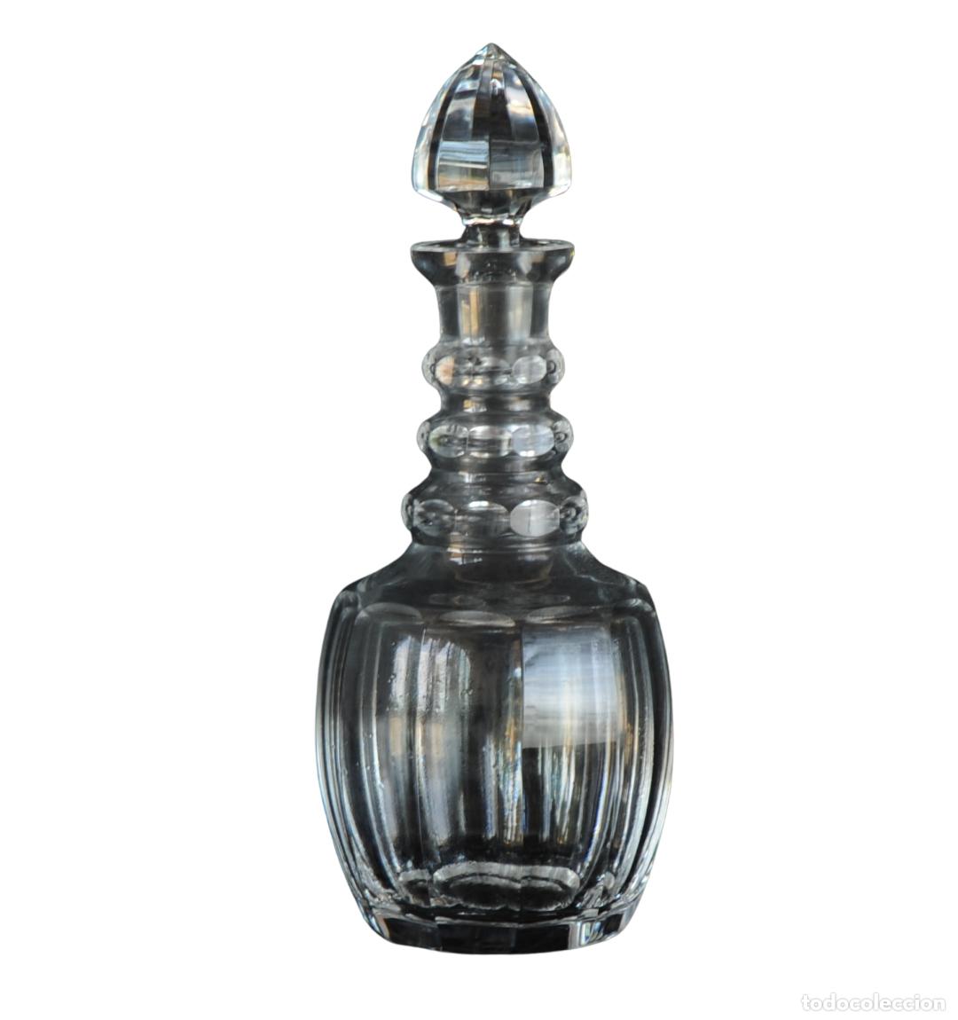 Antig&uuml;edades: Decantador de Licor Antiguo - Cristal Tallado Victoriano - Cuello con Anillos y Ojos de Buey - Circa