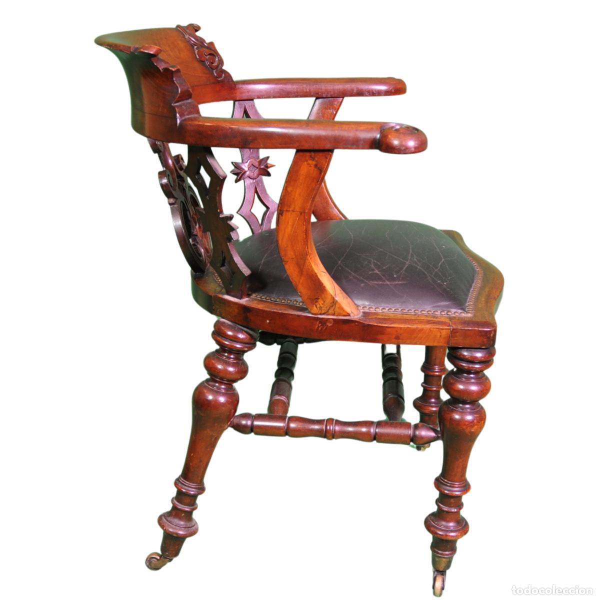 Antiques: Silla de capit&aacute;n victoriana, del siglo XIX
