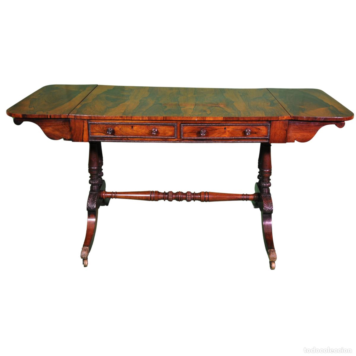 Antig&uuml;edades: Mesa de Juego Imperio con Cajones y Patas de Garra