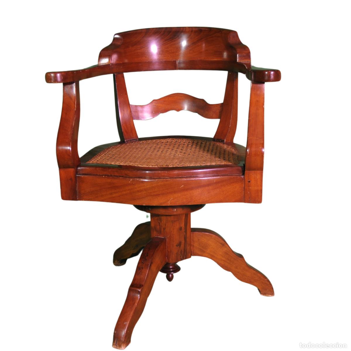 Antig&uuml;edades: Silla Giratoria Victoriana con Asiento de Rejilla