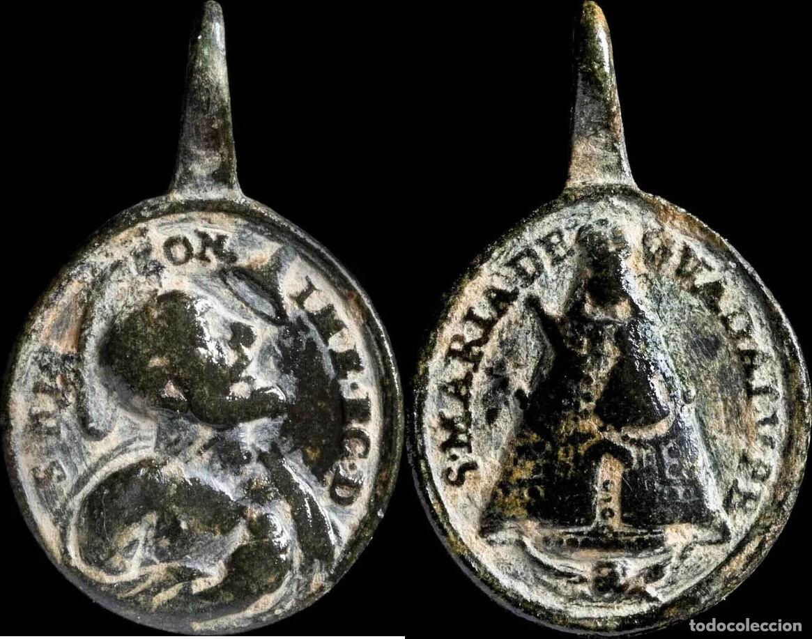 Antiques: Medal XVI-XVII centuries, V. Guadalupe / S. Jerome - 25 x 16 mm