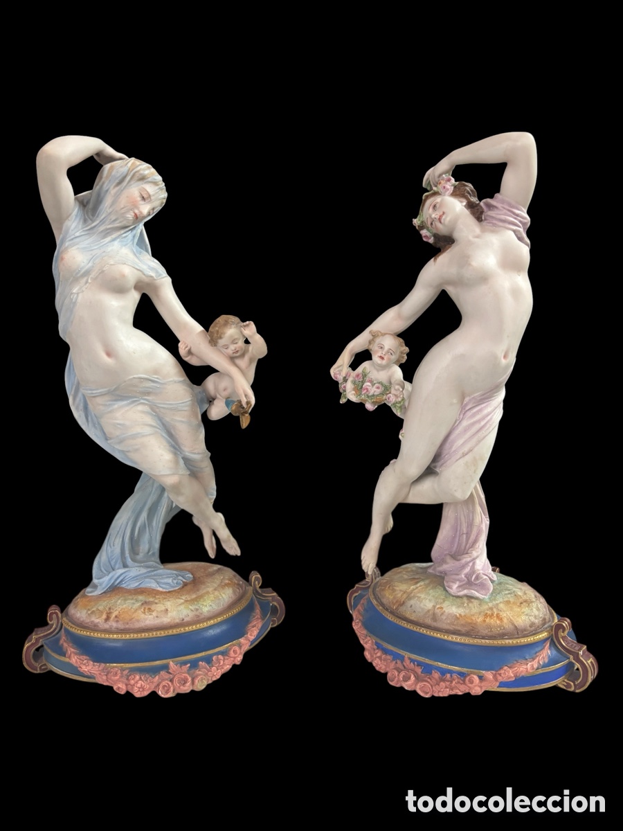 Antiquit&auml;ten: Preciosa pareja de porcelanas sobre 1900.