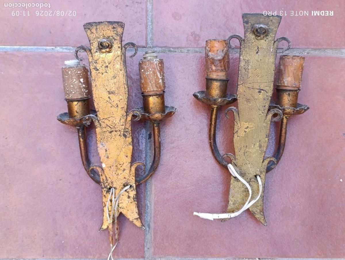 Antig&uuml;edades: PAREJA DE RUSTICOS APLIQUES PARED.EN FORJA. - Foto 3