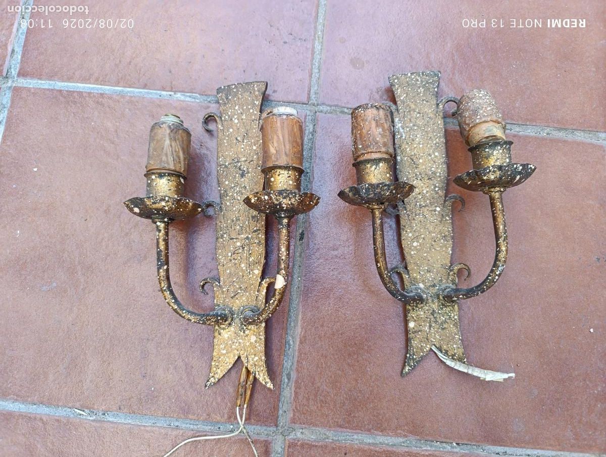 Antig&uuml;edades: PAREJA DE RUSTICOS APLIQUES PARED.EN FORJA. - Foto 4