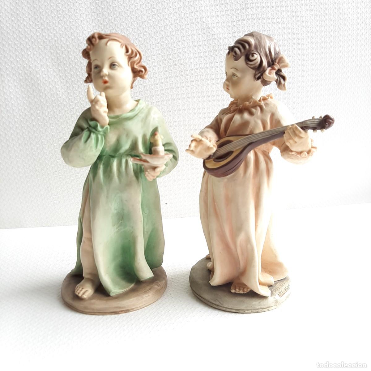 Antig&uuml;edades: Statuine in porcellana angioletti putti Capodimonte firma ' Galletti Fioretta' H cm. 22