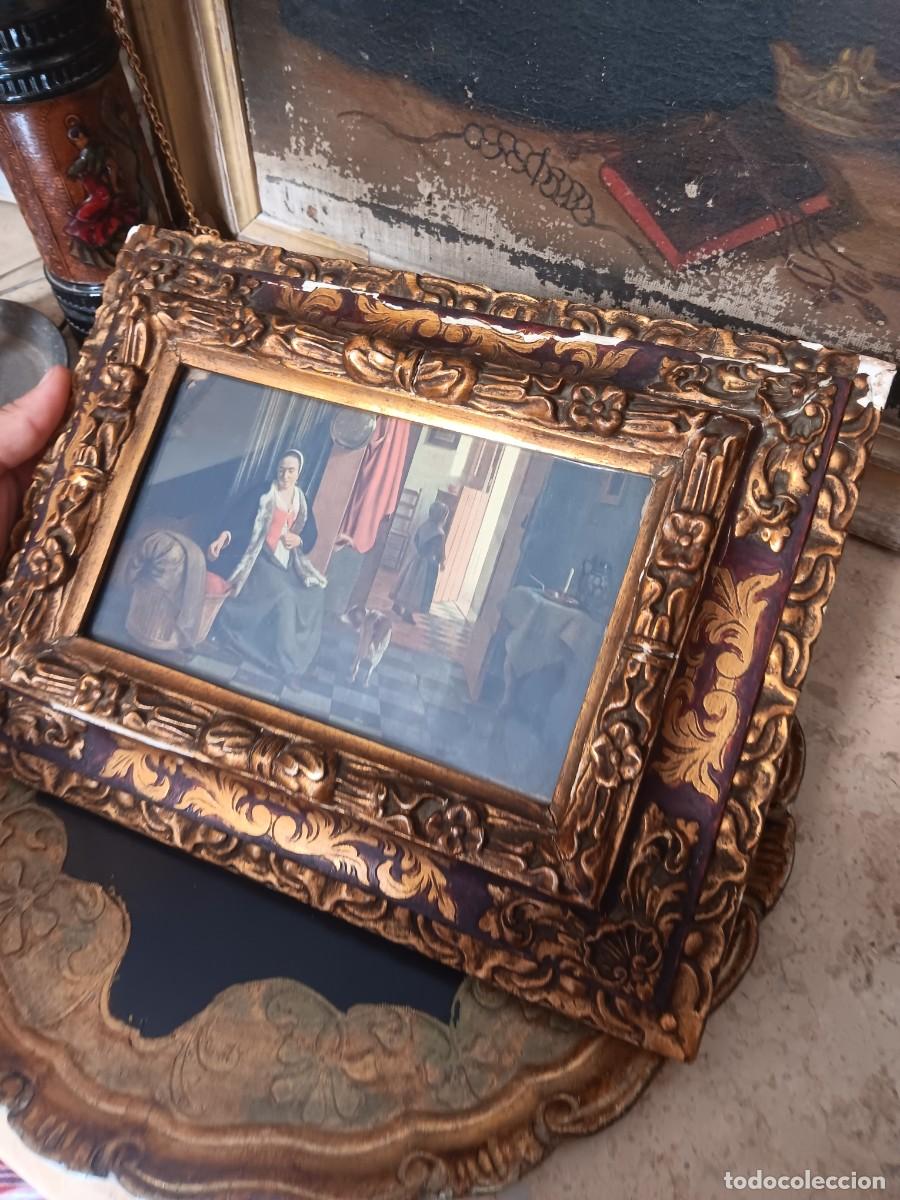 Antig&uuml;edades: Cuadro con l&aacute;mina ornamentado - Foto 2