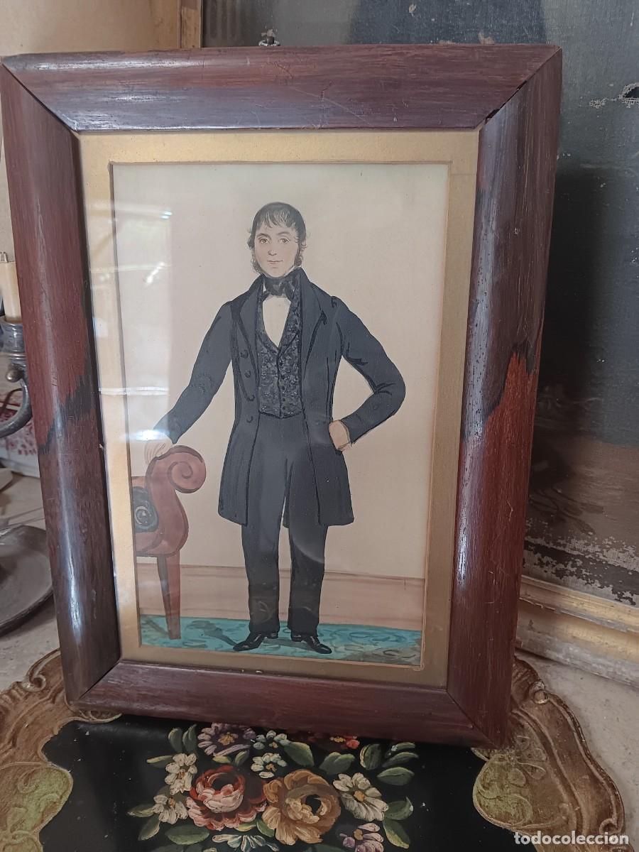 Antig&uuml;edades: acuarela y dibujo del siglo XIX que representa a un caballero, posiblemente obra del artista brit&aacute;ni