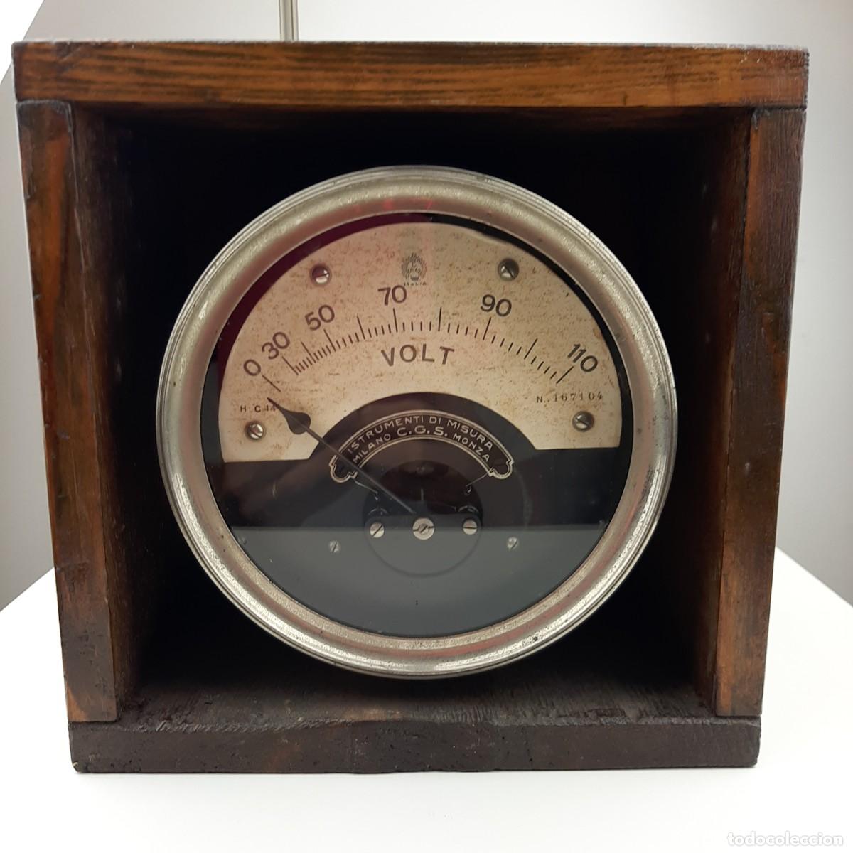 Antig&uuml;edades: Voltmetro D'Epoca C.G.S. Milano-Monza in Cassa di Legno Originale vintage