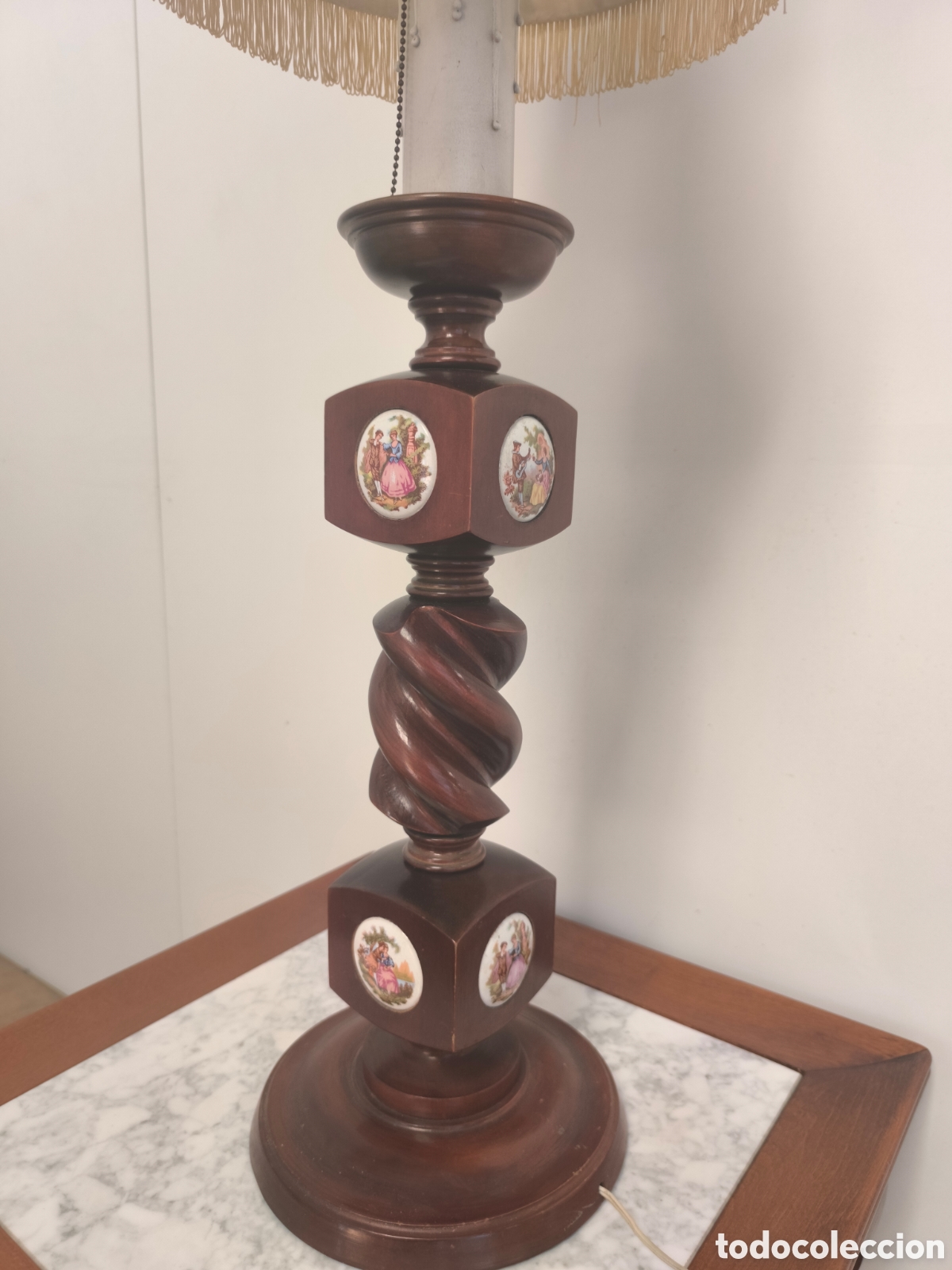 Antig&uuml;edades: LAMPARA PIE DE MESiLLA EN MADERA ANTIGUA - Foto 3
