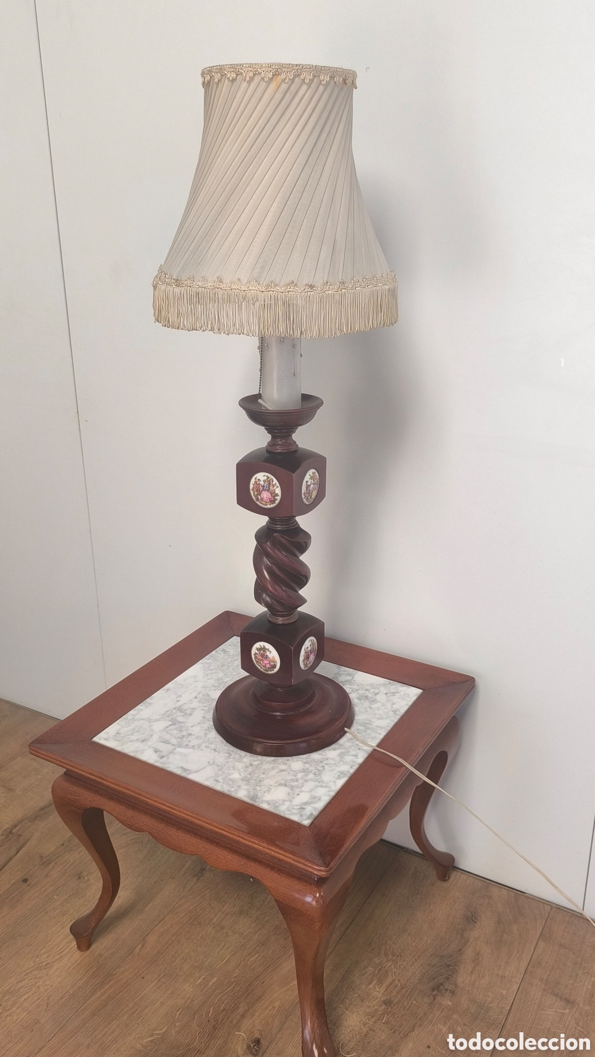Antig&uuml;edades: LAMPARA PIE DE MESiLLA EN MADERA ANTIGUA - Foto 6