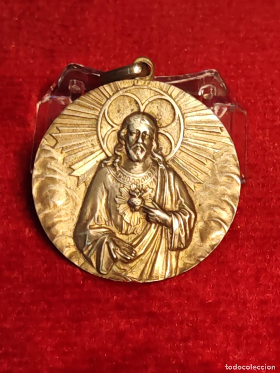 Antiquit&auml;ten: Medalla plata sagrado coraz&oacute;n de Jes&uacute;s 37mm