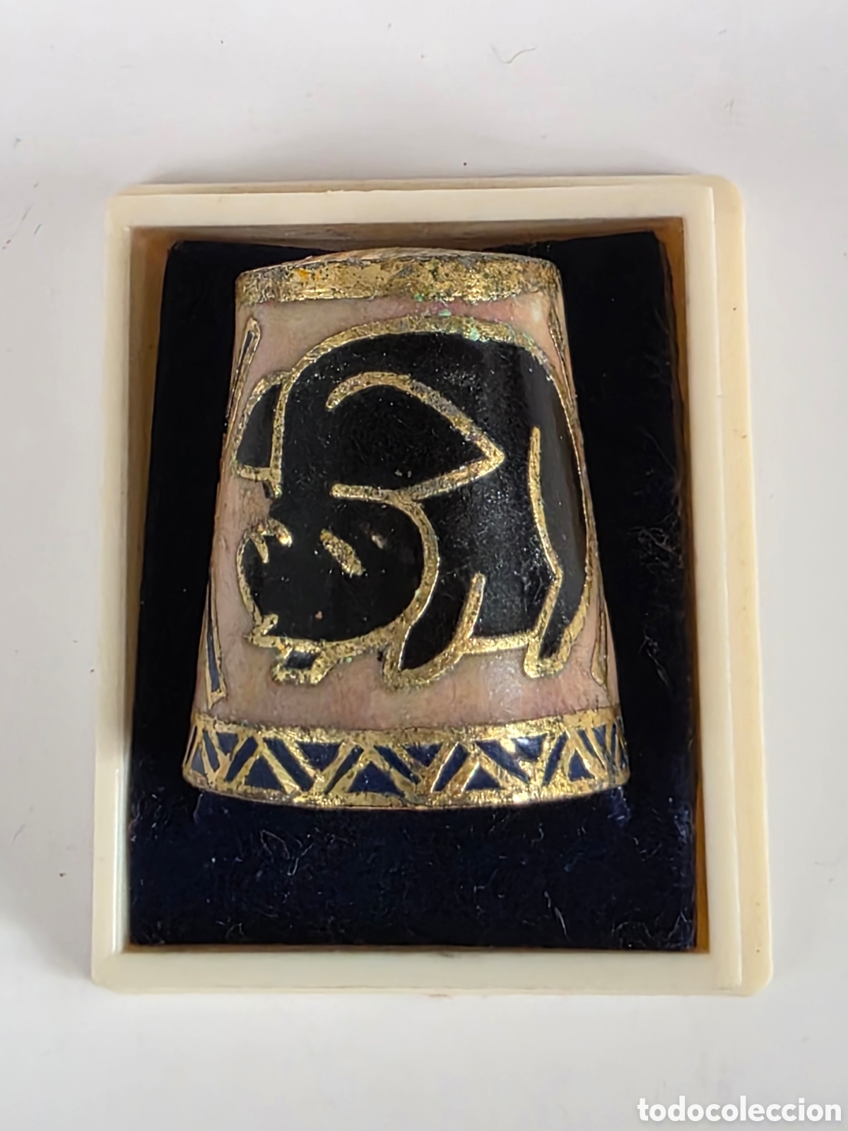 Antiquit&eacute;s: Dedal Figura Cerdo Animal A&ntilde;o Chino - Cloisonn&eacute; - Costura Decoraci&oacute;n