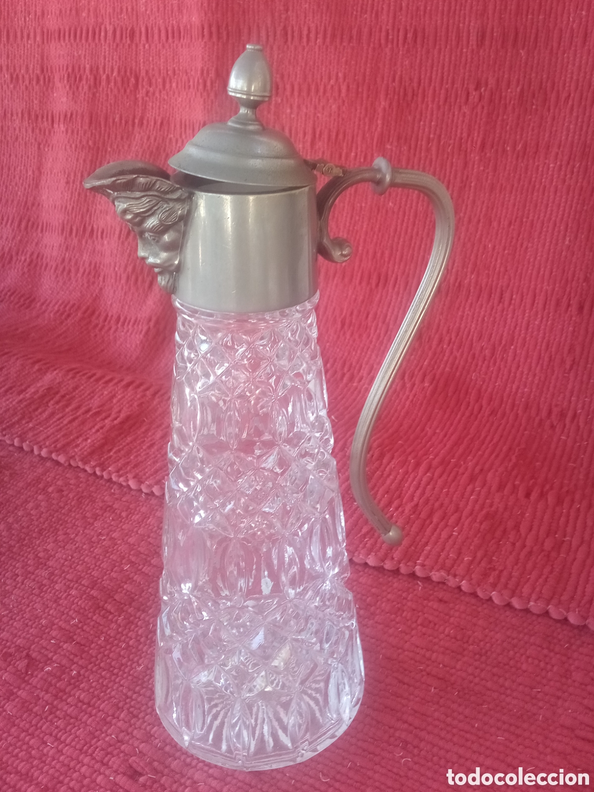 Antig&uuml;edades: JARRA CRISTAL TALLADO Y METAL PLATEADO - FALSTAFF - SILVER PLATED - INGLATERRA