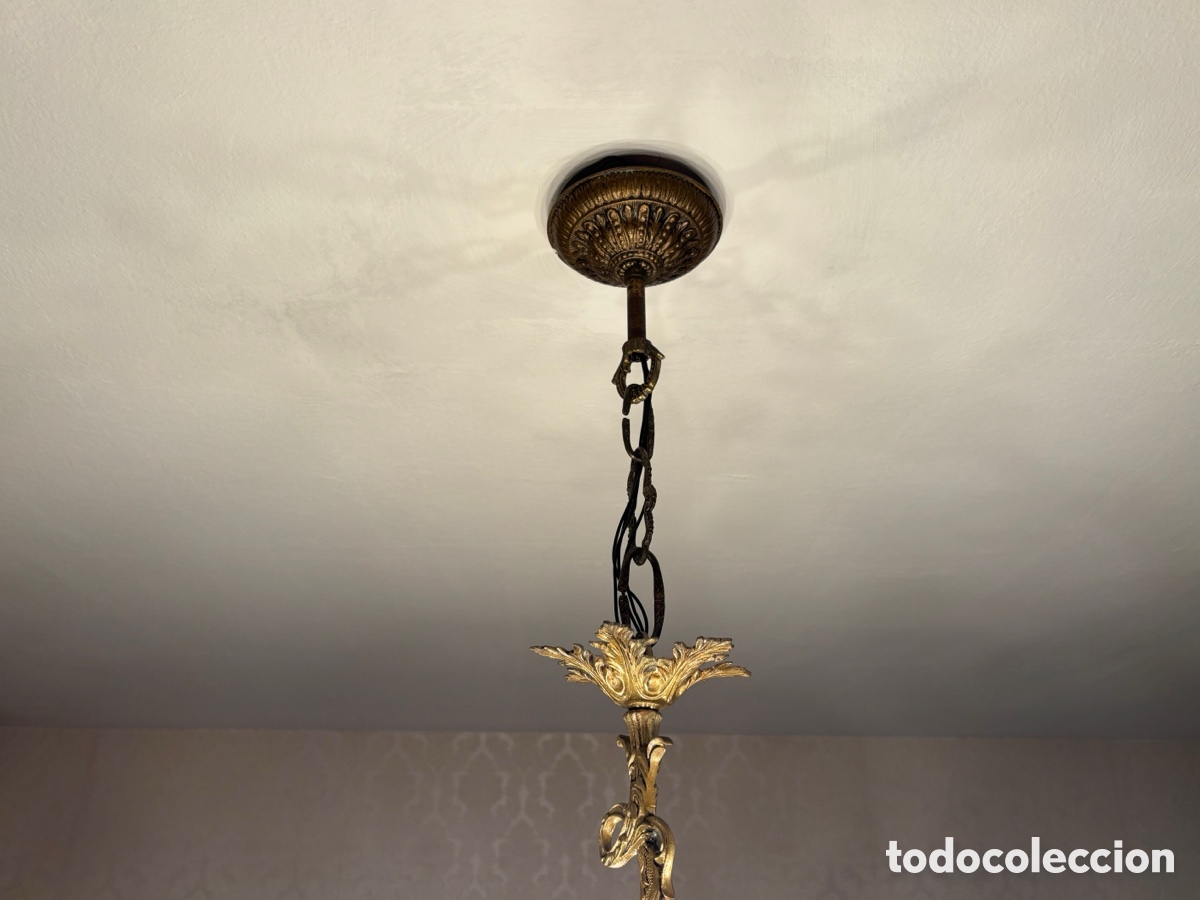 Antig&uuml;edades: L&aacute;mpara de techo tipo ara&ntilde;a de bronce/lat&oacute;n - Foto 7