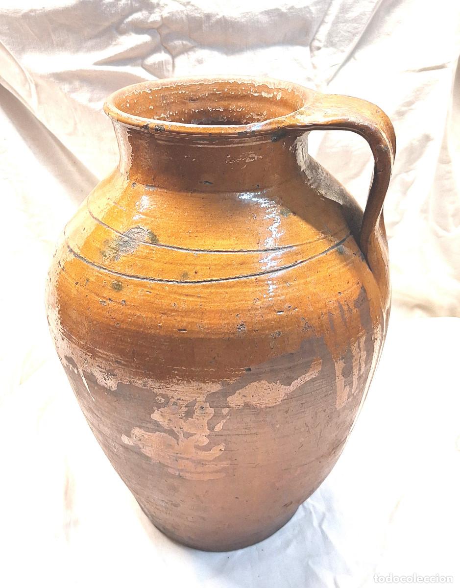 Antig&uuml;edades: Tinaja Cantaro Orza 1 Asa Arte Popular. Med. 39 cm
