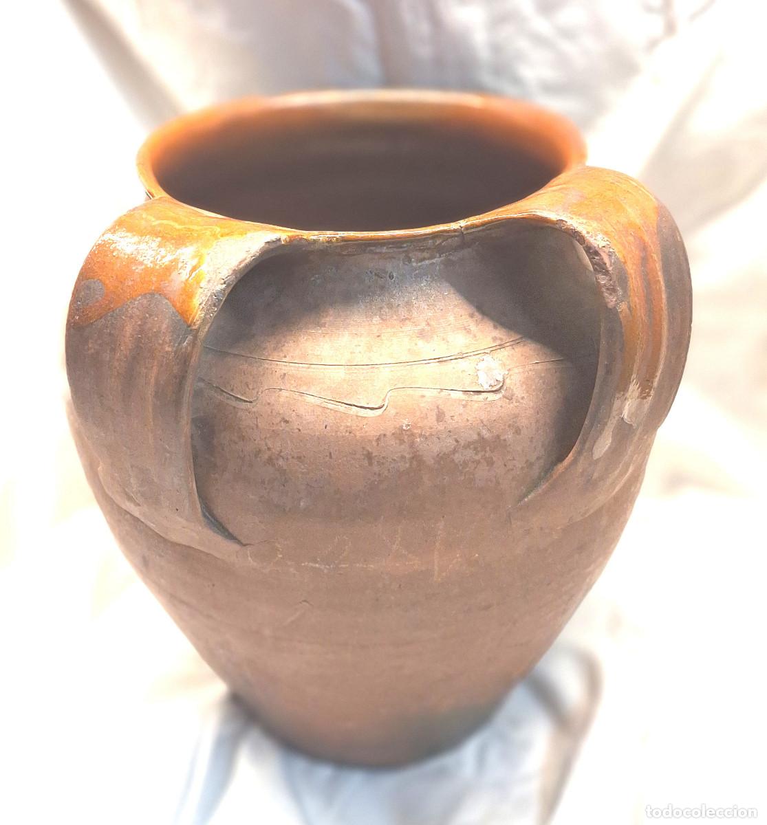Antig&uuml;edades: Tinaja Cantaro Orza 2 Asas Arte Popular. Med. 32 cm