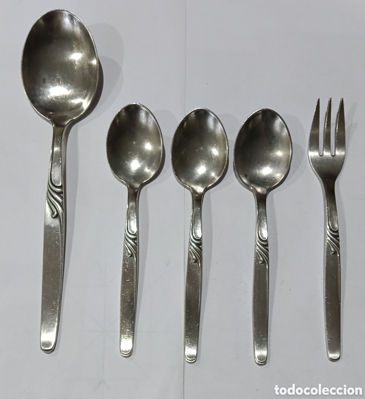 Antig&uuml;edades: Cubiertos Antiguos de Plata Punzonada. Peso 160 gr.