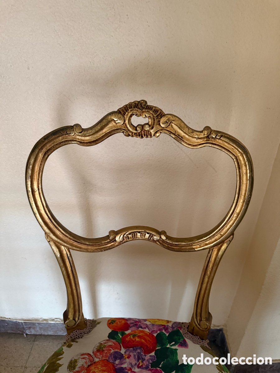 Antig&uuml;edades: Silla estilo Luis XV de madera tallada y dorada - Foto 2