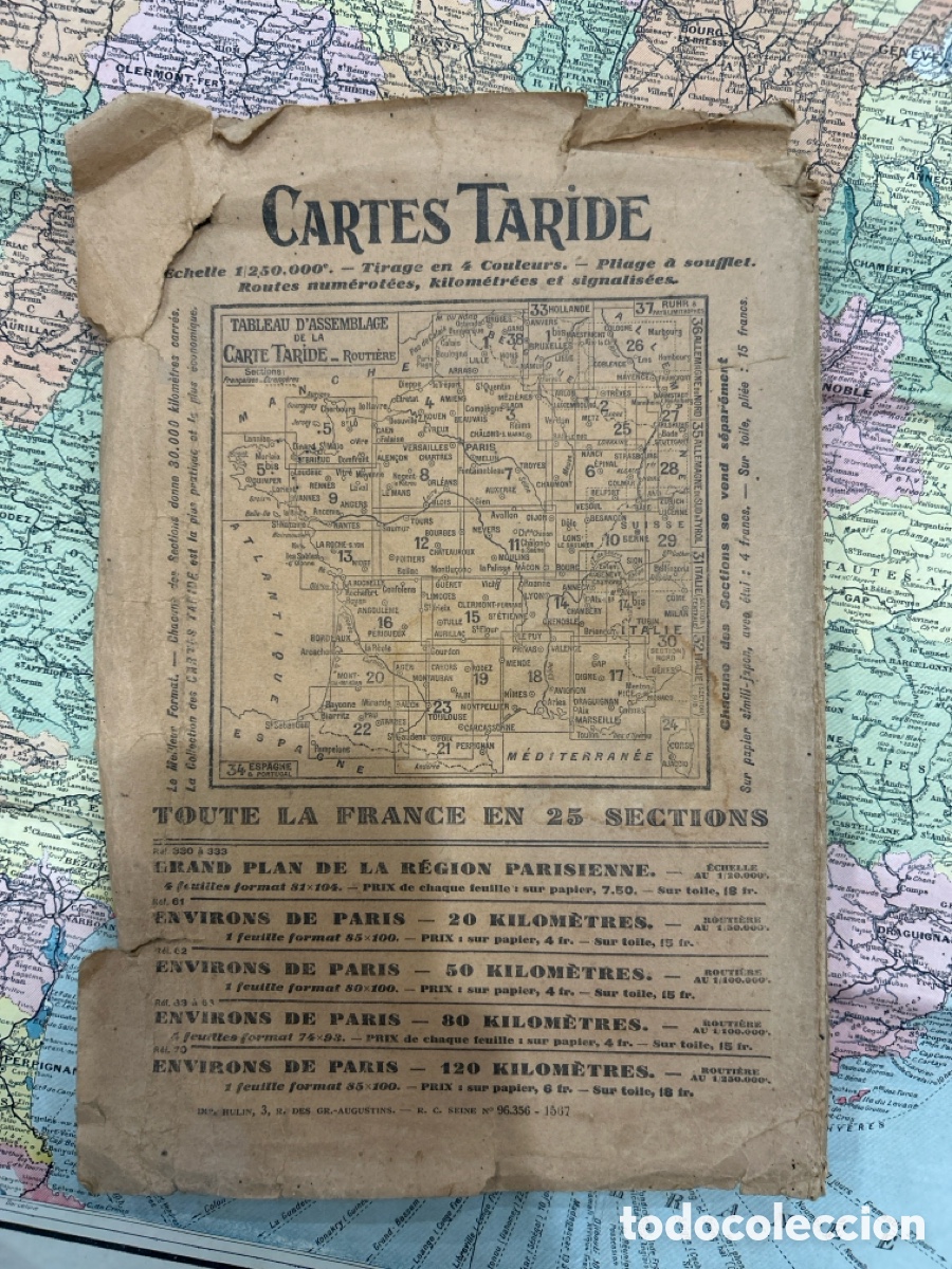 Antig&uuml;edades: Mapa Antigo de Fran&ccedil;a &ndash; Cartes Taride - Foto 5