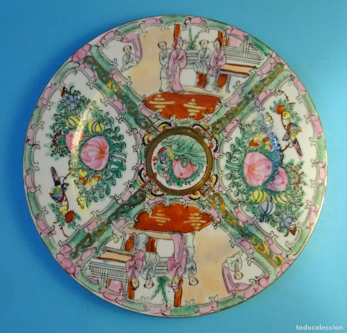 Antig&uuml;edades: PLATO DE PORCELANA ESTILO MACAO. MARCA EN REVERSO A IDENTIFICAR. DI&Aacute;METRO 26,5 CM