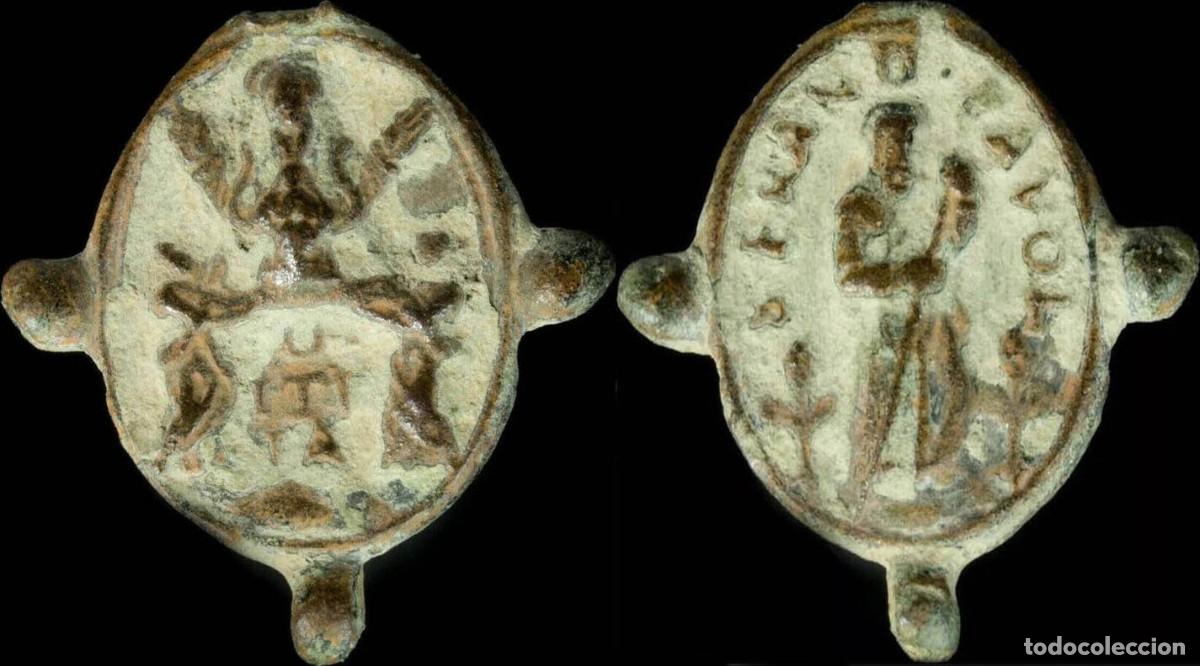 Antiquit&eacute;s: Religious medal, San Francisco de Paula / Nuestra Se&ntilde;ora de Itria - 16x10 mm.