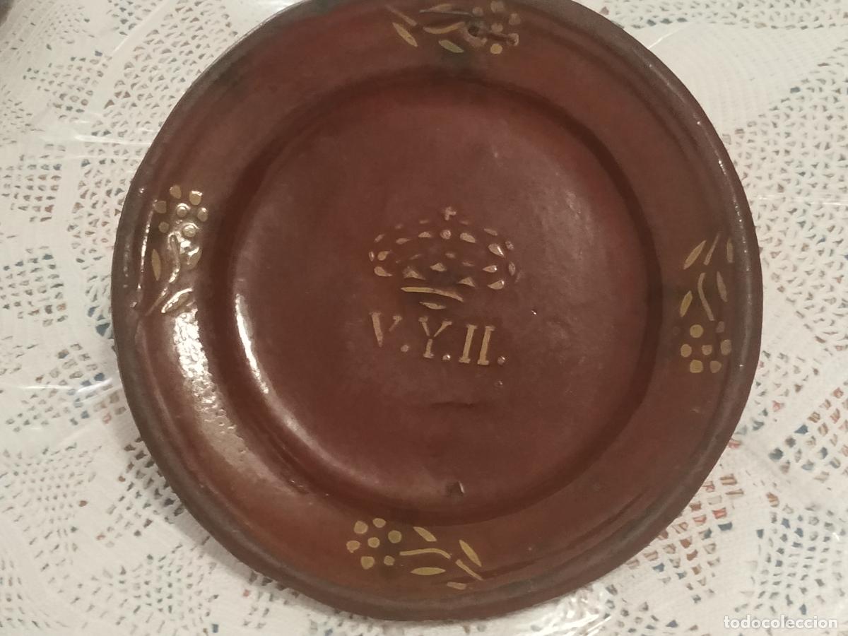 Antig&uuml;edades: Plato cer&aacute;mica popular extinguida Mataro ( Barcelona) con corona real S. XIX