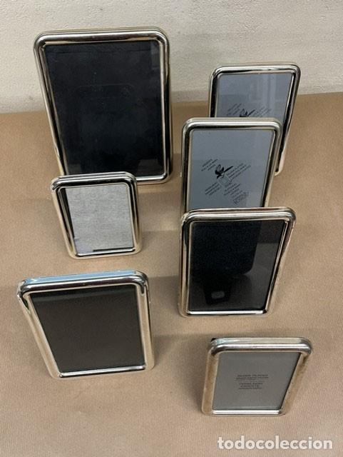 Antig&uuml;edades: Lote de 7 marcos portafotos ba&ntilde;o de plata