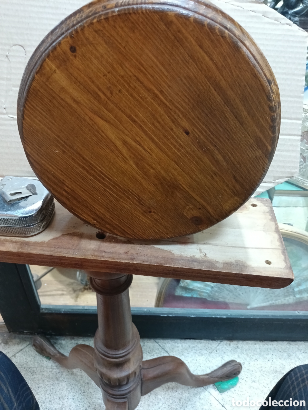 Antig&uuml;edades: Peana circular en madera maciza - Foto 2
