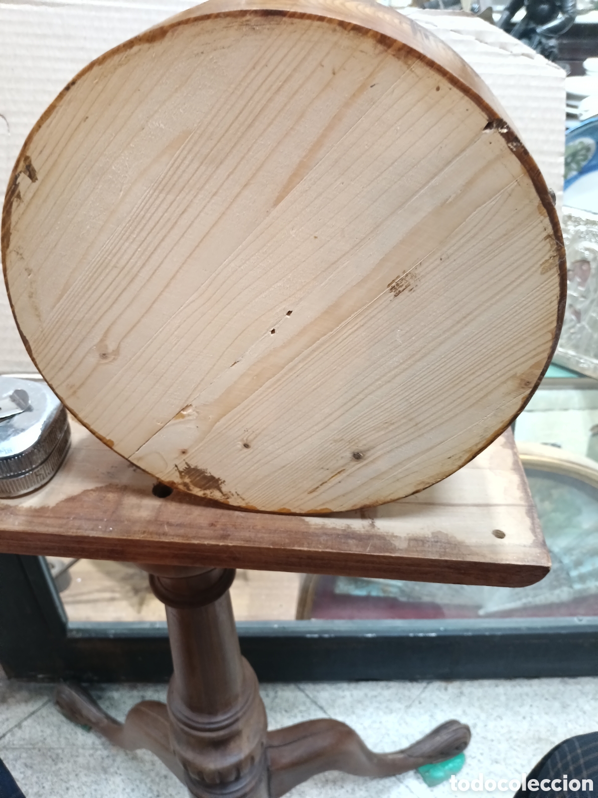 Antig&uuml;edades: Peana circular en madera maciza - Foto 4