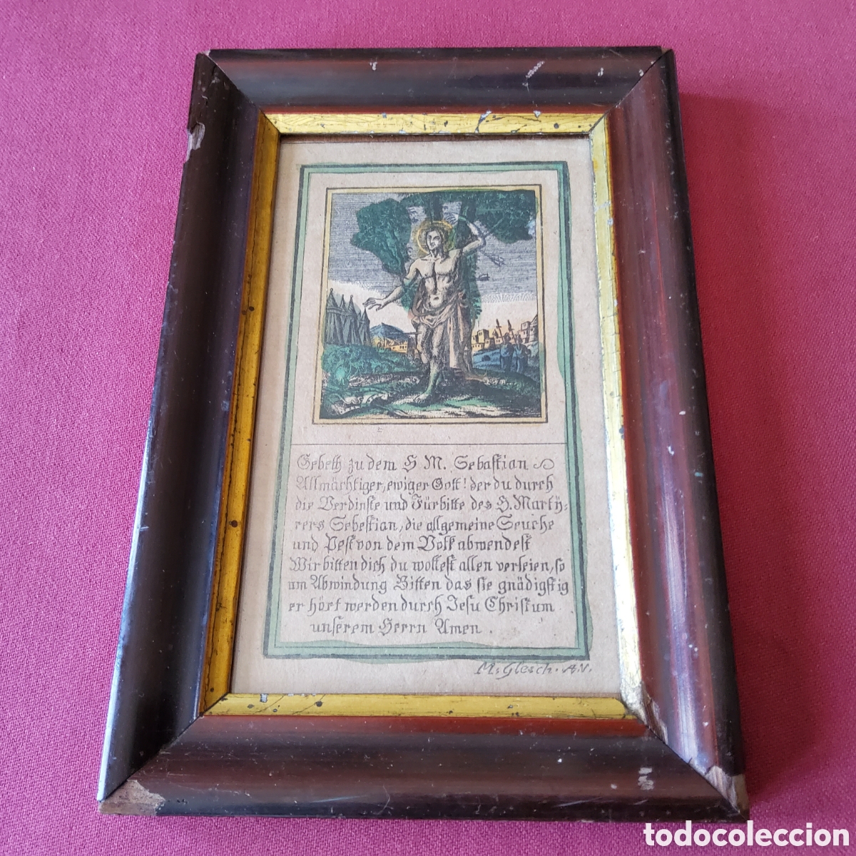 Antig&uuml;edades: ANTIGUO GRABADO RELIGIOSO DE LA SEGUNDA MITAD DEL SIGLO XVIII QUE REPRESENTA A SAN SEBASTIAN