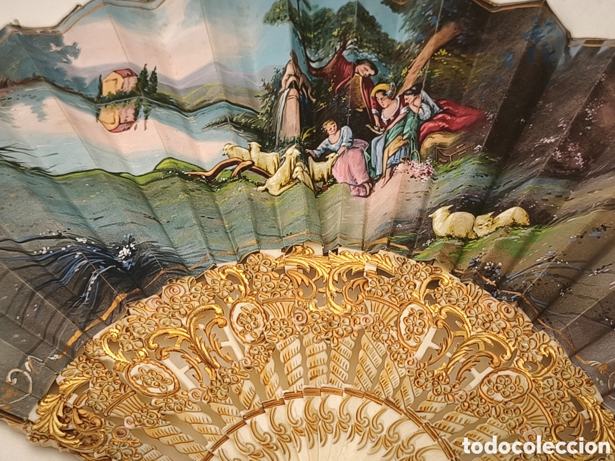 Antig&uuml;edades: ANTIGUO ABANICO PINTADO A MANO Y FIRMA AUTOR