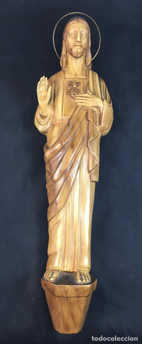 Antig&uuml;edades: Imagen de Sagrado Coraz&oacute;n de Jes&uacute;s. Escayola. a&ntilde;os 60. impecable. 38 cm.
