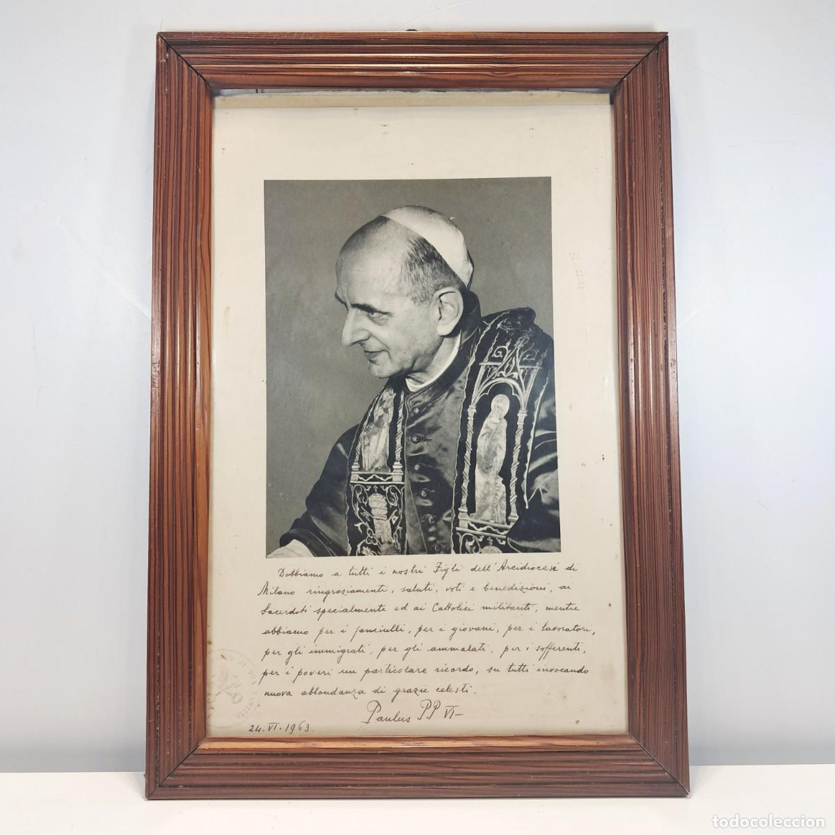 Antig&uuml;edades: Quadro decorativo contenente stampa con foto di Papa Paolo VI