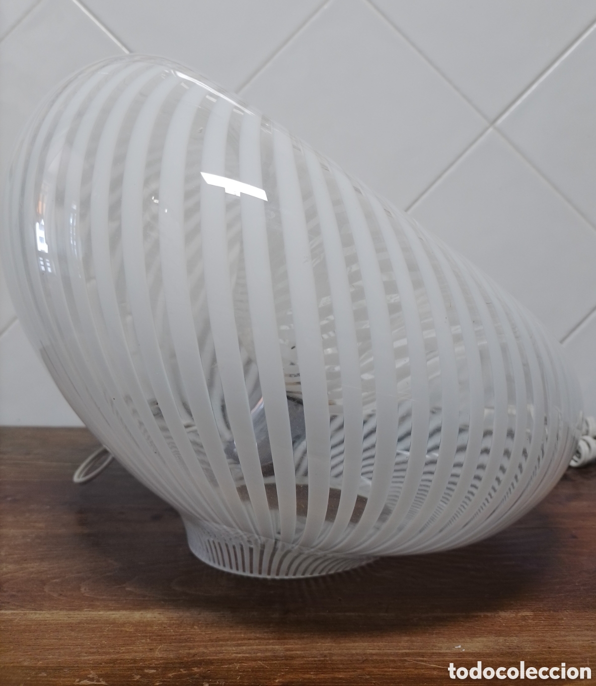 Antig&uuml;edades: Lampara de sobremesa cristal de dise&ntilde;o Italiano. - Foto 4