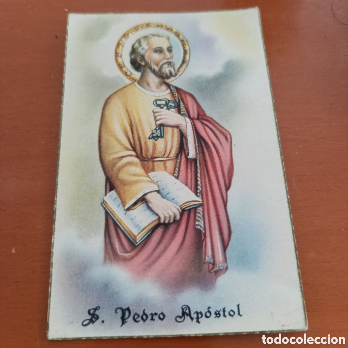 Antig&uuml;edades: Postal antigua a&ntilde;os 40/50, San Pedro Ap&oacute;stol, sosteniendo las llaves del Reino