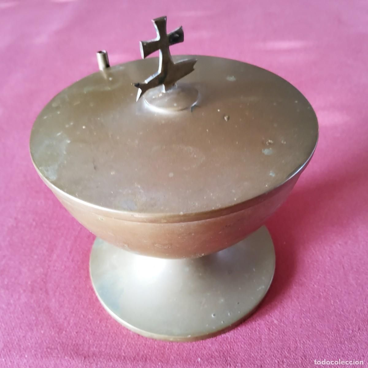 Antig&uuml;edades: NAVETA LIT&Uacute;RGICA VINTAGE DE LAT&Oacute;N PARA EL INCIENSO