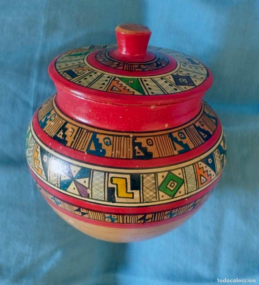 Antig&uuml;edades: Vasija de Barro con Tapa - Cer&aacute;mica Artesanal Estilo &Eacute;tnico / Inca
