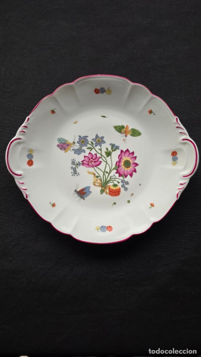 Antig&uuml;edades: Plato para Tarta con Asas Porcelana Limoges Ch. Field Haviland &rdquo;Alt Meissen&rdquo; Bandeja de Reposter&iacute;a