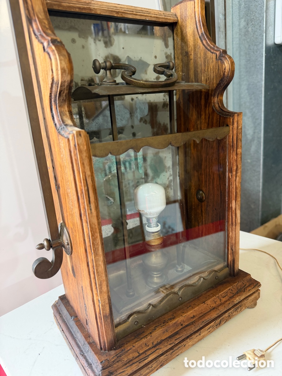 Antig&uuml;edades: Farol r&uacute;stico madera y forja cristal envejecido - Foto 2
