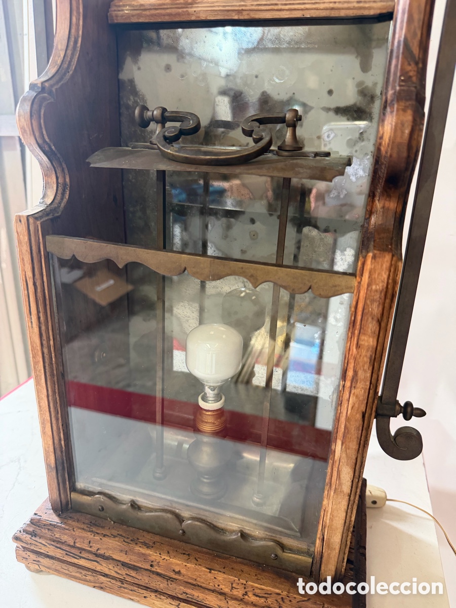 Antig&uuml;edades: Farol r&uacute;stico madera y forja cristal envejecido - Foto 3