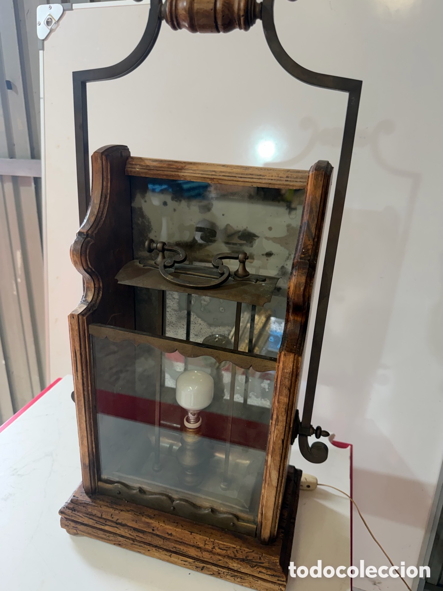 Antig&uuml;edades: Farol r&uacute;stico madera y forja cristal envejecido - Foto 4
