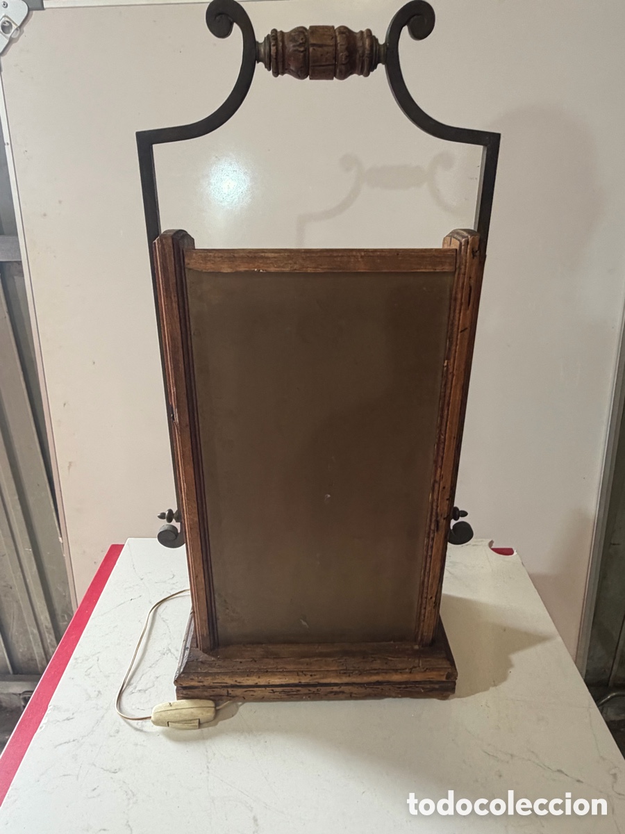 Antig&uuml;edades: Farol r&uacute;stico madera y forja cristal envejecido - Foto 6