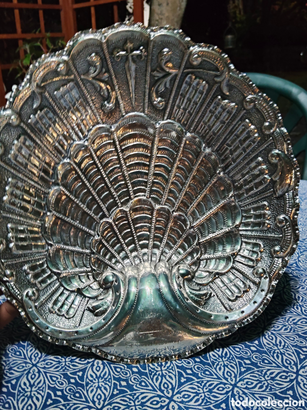 Antig&uuml;edades: Impresionante plato en forma de concha Plata de ley