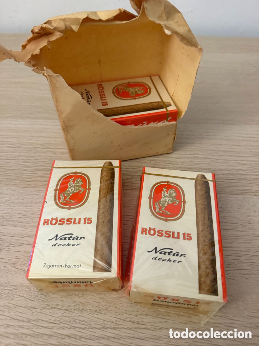 Antig&uuml;edades: Lote 4 paquetes de puros Rossli 15 precintados